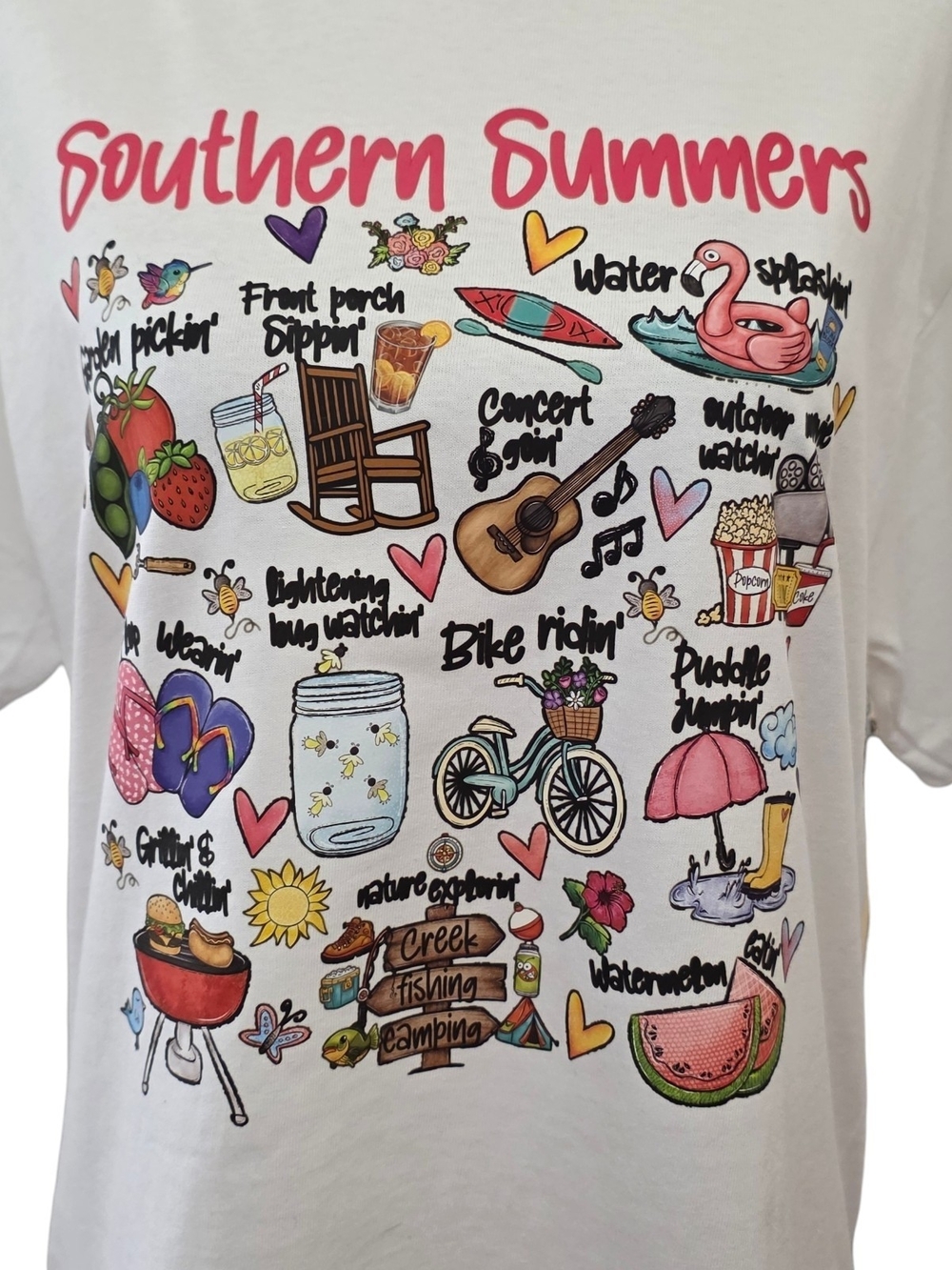 White Unisex Southern Summer Graphic Short Sleeve Tee - Picture 5 of 9